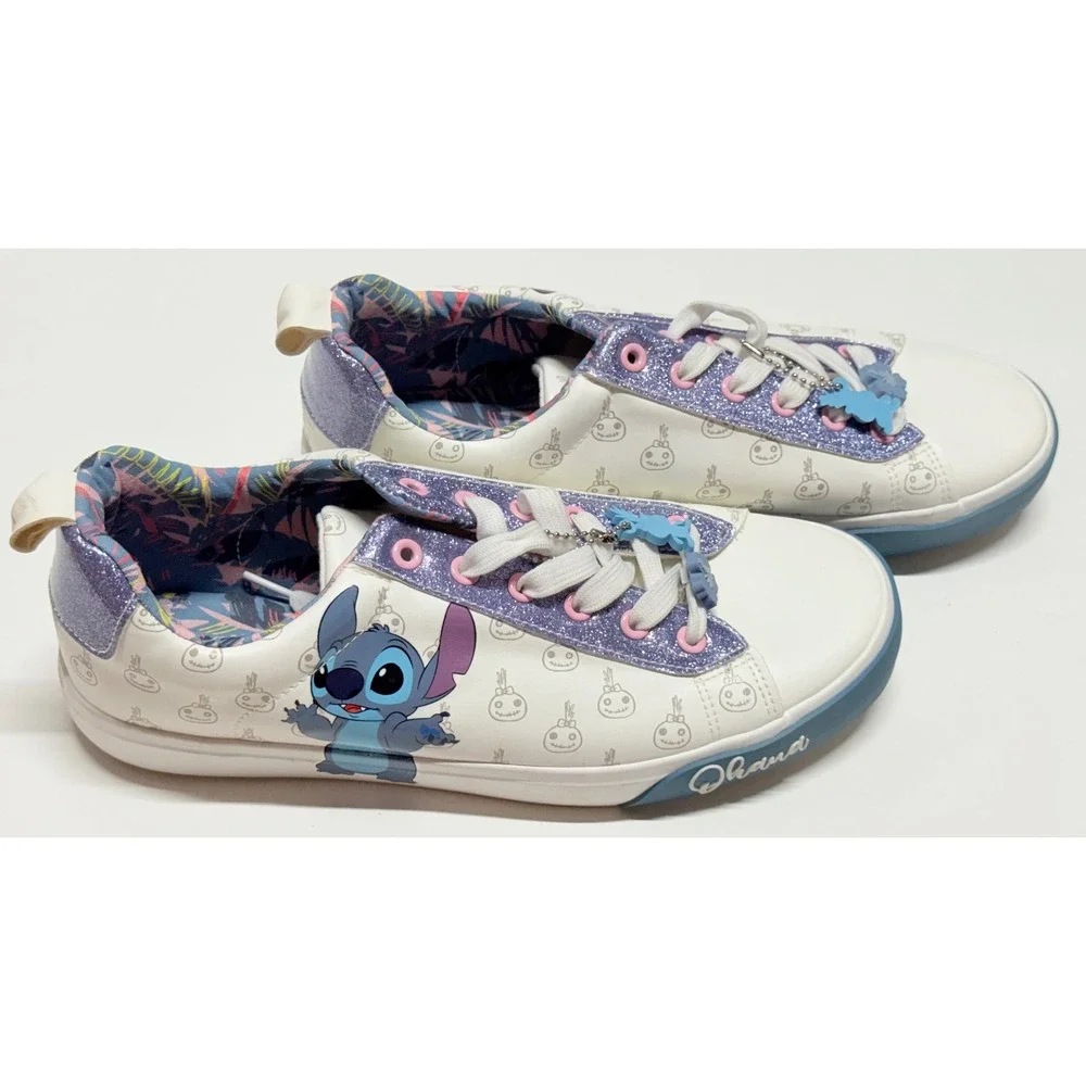 Disney Ground Up Lilo & Stitch White Purple Glitter Sneakers Ohana‎ Size 10 Mens